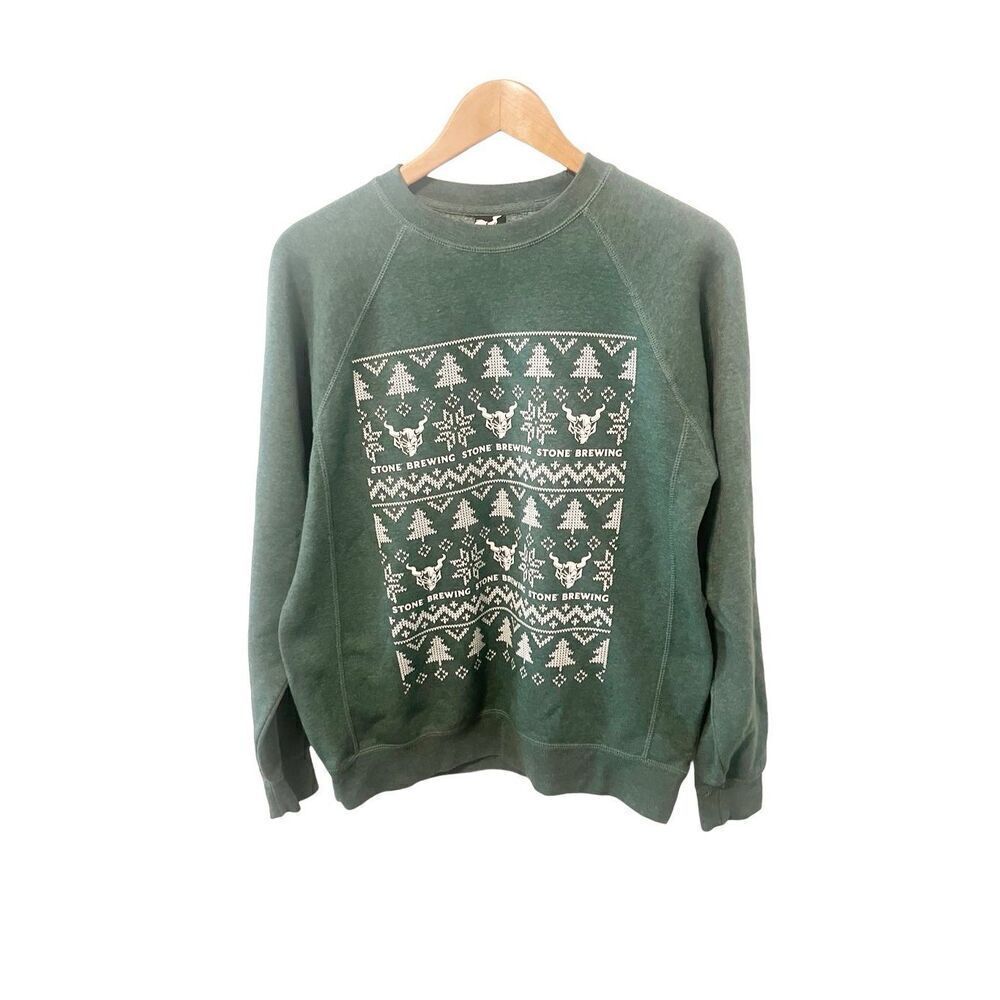 Stone‎ Brewing Green Christmas Crewneck Pullover Sweatshirt